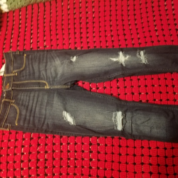 High rise super skinny dark wash distressed - Picture 2 of 5